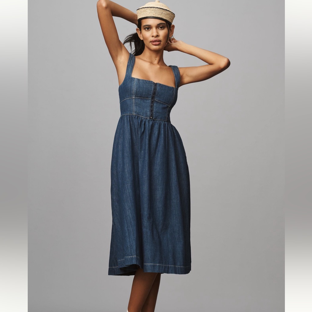 Reformation Dark Blue Denim Midi Dress